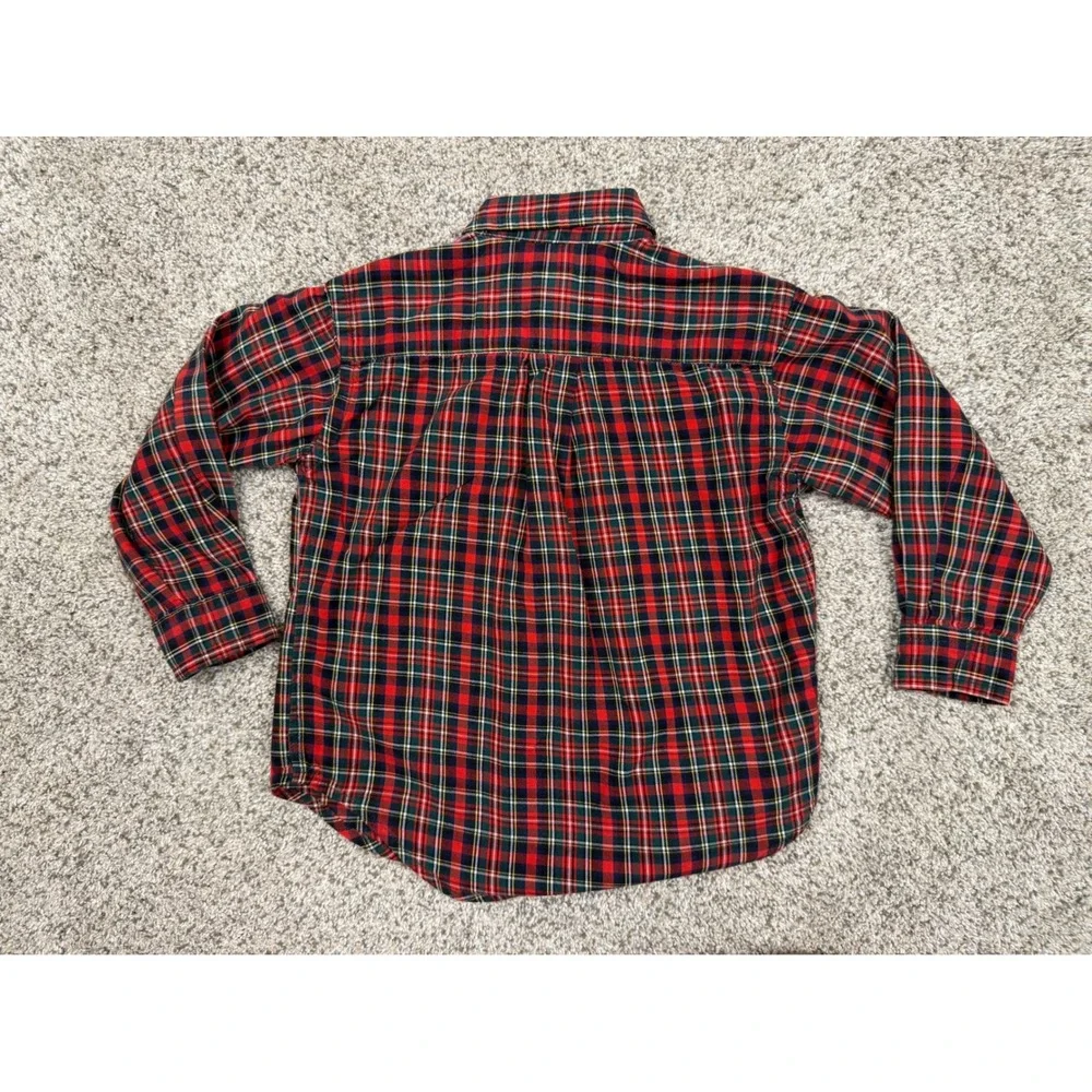 Ralph‎ Lauren Kids Red Green Tartan Plaid Button Down Shirt 3/3T Cotton